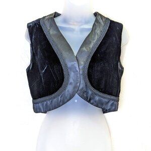 Vintage 60s Heiser Velvet Vest Size M Black Cropped Hippie Witchy Goth Waistcoat